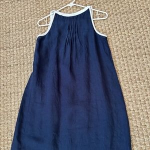 Madison Mathews Linen Navy & White Summer Dress